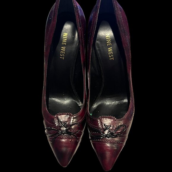 Nine west Burgundy heel with bow 7.5 never worn - Picture 1 of 3